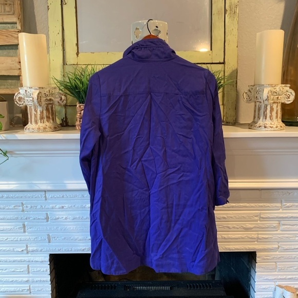 Soft Surroundings NEW 100% Tencel Purple Button Up Trapeze Hem Collared Top M - Picture 7 of 8